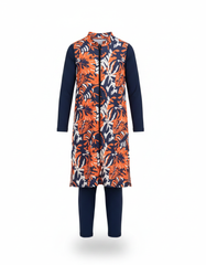 Angeline Leaf Print Maxi Burkini – Long Sleeve Voile