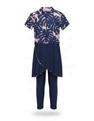 Babette Leaf Print Midi Burkini – Short Sleeve Voile