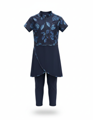 Baptistine Leaf Print Midi Burkini – Short Sleeve Voile