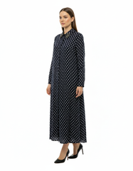 Elise Polka Dot Maxi Dress – Button-Front Collared Voile