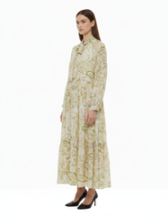 Manon Paisley Maxi Dress – Belted V-Neck Voile