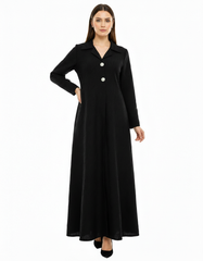 Rosaline Geometric Maxi Dress – Relaxed Fit Collared Voile