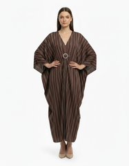 Salome Striped Maxi Dress – Oversized V-Neck Voile
