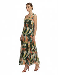 Mathilde Abstract Maxi Dress – Relaxed Fit V-Neck Voile