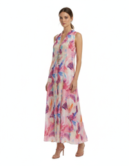 Mathilde Abstract Maxi Dress – Relaxed Fit V-Neck Voile