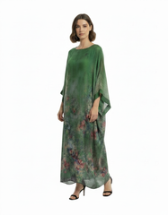 Violette Floral Maxi Dress – Oversized Elbow Sleeve Voile