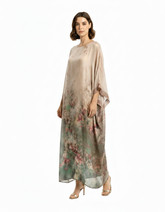Violette Floral Maxi Dress – Oversized Elbow Sleeve Voile