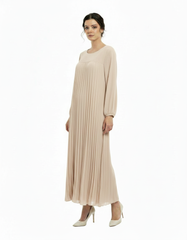 Pierrette Viscose Maxi Dress – Pull-On Long Sleeve Voile