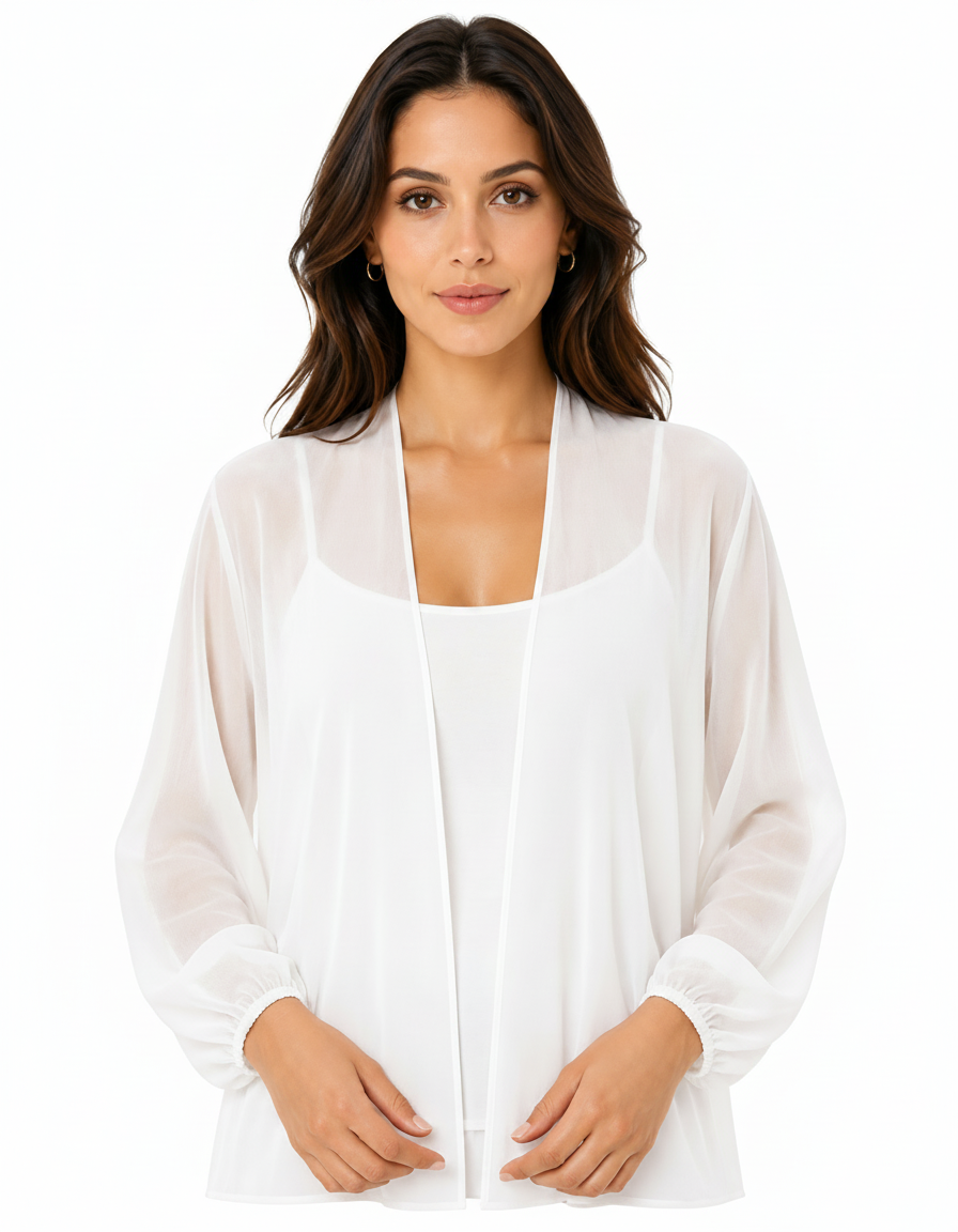Sibylle Everyday Kimono – Open-Front V-Neck Voile