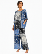 Perle-Rose Paisley Co-ord Set – Pull-On Boat Neck Voile