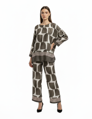 Sabrina Geometric Co-ord Set – Pull-On Boat Neck