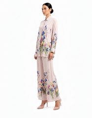 Tania Floral Co-ord Set – Button-Front V-Neck Voile