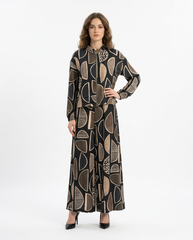 Idalie Abstract Maxi Co-ord Set – Relaxed Fit Long Sleeve Voile