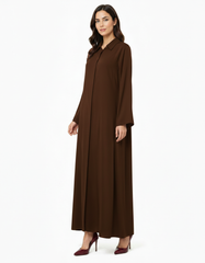 Amelie Viscose Maxi Dress – Button-Front Collared Voile