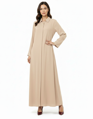 Amelie Viscose Maxi Dress – Button-Front Collared Voile