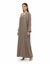 Ines Viscose Maxi Dress – Oversized V-Neck Voile