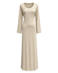 Marceau Elegant Evening Dress – Pull-On Long Sleeve Voile