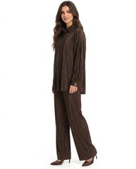 Linette Pleated Midi Co-ord Set – Button-Front Collared Voile