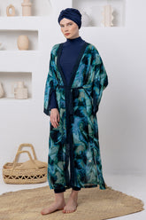 Coraline Watercolor Beach Kimono – Belted Long Sleeve Voile