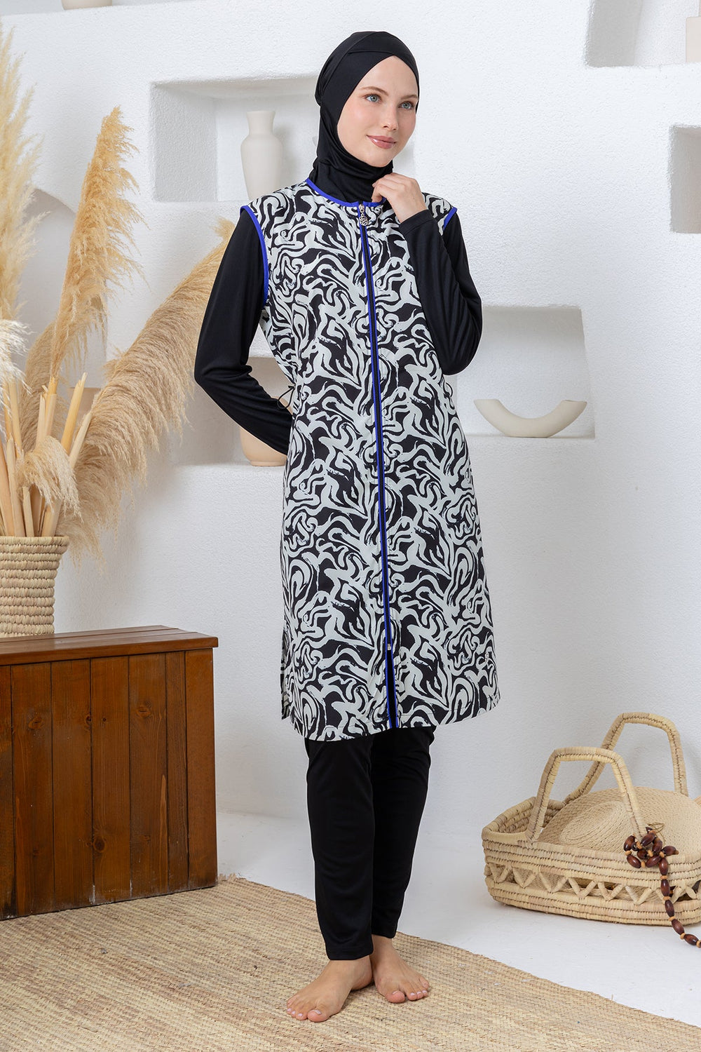Bijou Abstract Maxi Burkini – Long Sleeve Voile