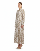 Rima Leaf Print Maxi Dress – V-Neck Elora
