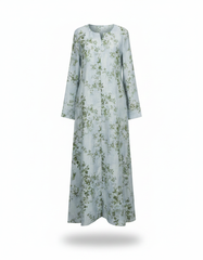 Rima Leaf Print Maxi Dress – V-Neck Elora