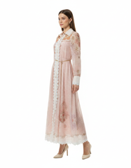 Maram Abstract Maxi Dress – Button-Front Collared Elora