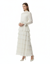 Mira Elegant Maxi Dress – Belted Long Sleeve