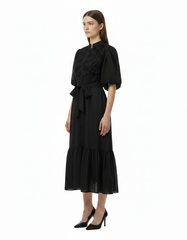 Nawal Elegant Maxi Dress – Button-Front Elbow Sleeve Elora