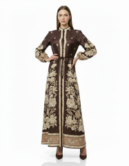 Rahaf Floral Maxi Dress – Button-Front Long Sleeve Elora