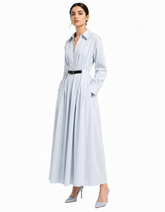 Ruba Cotton Maxi Dress – Belted V-Neck Elora