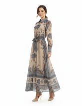 Suha Tribal Maxi Dress – Button-Front Collared Elora