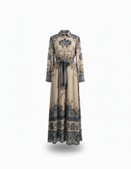 Suha Tribal Maxi Dress – Button-Front Collared Elora