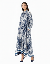 Balqis Abstract Maxi Dress – Button-Front Collared Elora