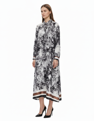 Balqis Abstract Maxi Dress – Button-Front Collared Elora