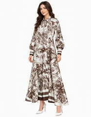 Balqis Abstract Maxi Dress – Button-Front Collared Elora