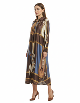 Lara Abstract Midi Dress – Pull-On V-Neck Elora