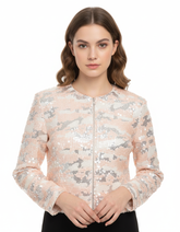 Ghina Elegant Cropped Jacket – V-Neck Elora
