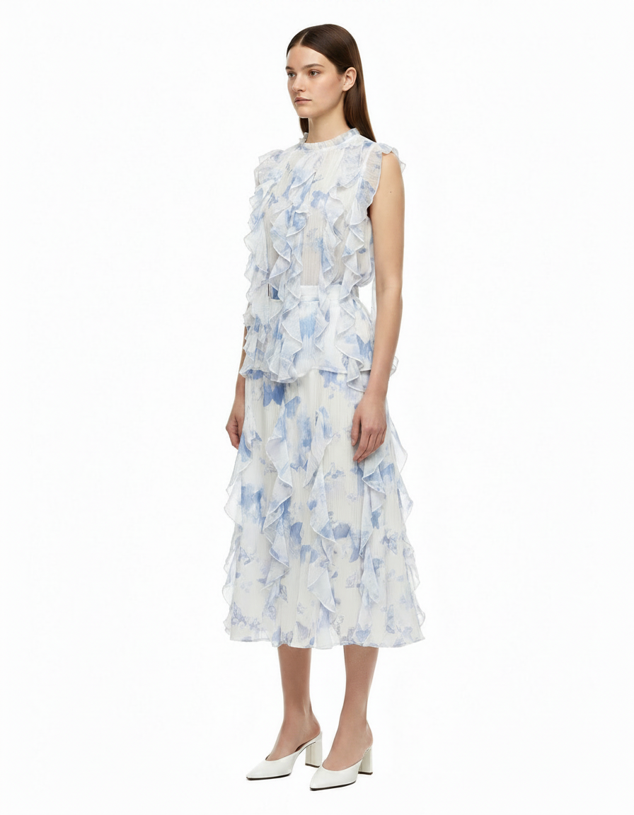 Dima Floral Co-ord Set – Button-Front Sleeveless Elora