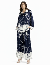 Wafa Leaf Print Co-ord Set – Button-Front Collared Elora