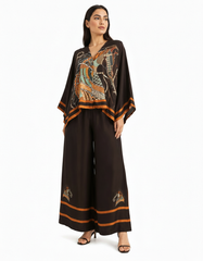 Jouri Abstract Cropped Co-ord Set – Button-Front V-Neck Elora