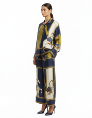 Nariman Abstract Maxi Co-ord Set – Button-Front Long Sleeve Elora