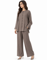 Duaa Viscose Maxi Co-ord Set – Button-Front Long Sleeve Elora