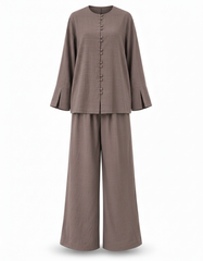 Duaa Viscose Maxi Co-ord Set – Button-Front Long Sleeve Elora
