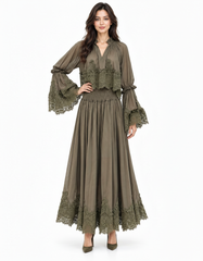 Rihab Cotton Cropped Co-ord Set – Pull-On V-Neck Elora