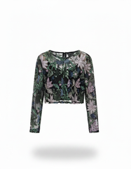 Dana Floral Cropped Blouse – Long Sleeve Elora