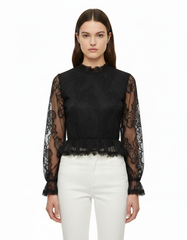 Hafsa Floral Cropped Blouse – Pull-On Long Sleeve Elora