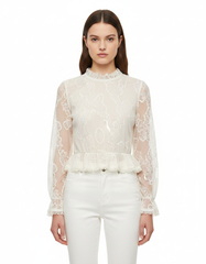 Hafsa Floral Cropped Blouse – Pull-On Long Sleeve Elora