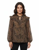 Samia Floral Blouse – Button-Front V-Neck Elora