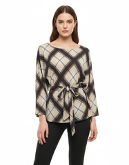 Lamis Plaid Cropped Shirt – Boat Neck Elora
